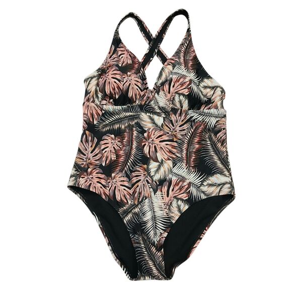 Hurley Swimsuit Womens XXL Brown Tropical Print One Piece Summer Beach Outdoor - Picture 1 of 12